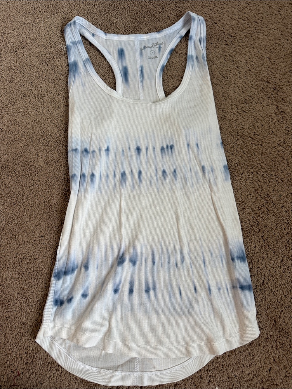 Universal Thread White & Blue Tie-Dye Racerback Tank
